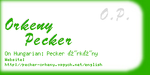 orkeny pecker business card